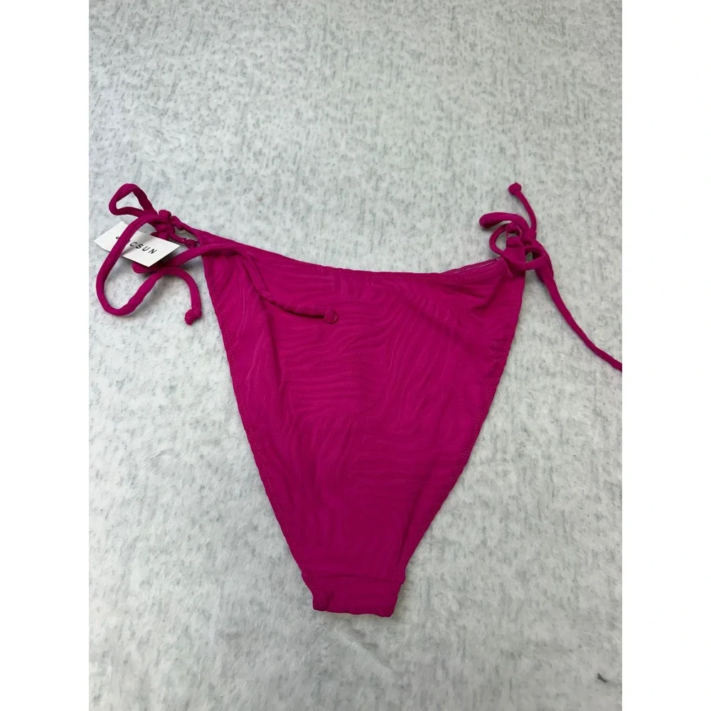 PacSun Swim Eco Hot Pink Zebra Side Tie Bikini Bottoms XL‎ New